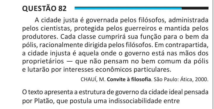 Enunciado da questão 82 do ENEM 2025