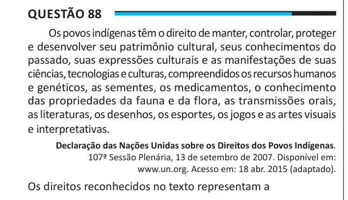 Enunciado da questão 88 do ENEM 2025