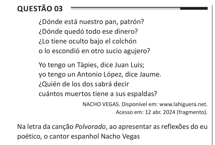 Enunciado da questão 3 do ENEM 2025 Dia 1