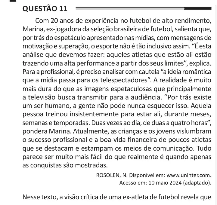 Enunciado da questão 11 do ENEM 2025 Dia 1