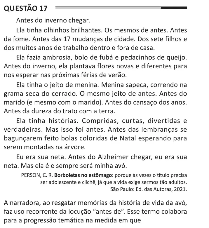 Enunciado da questão 17 do ENEM 2025 Dia 1