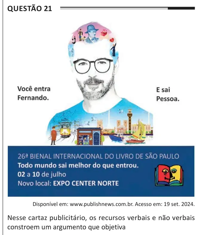 Enunciado da questão 21 do ENEM 2025 Dia 1