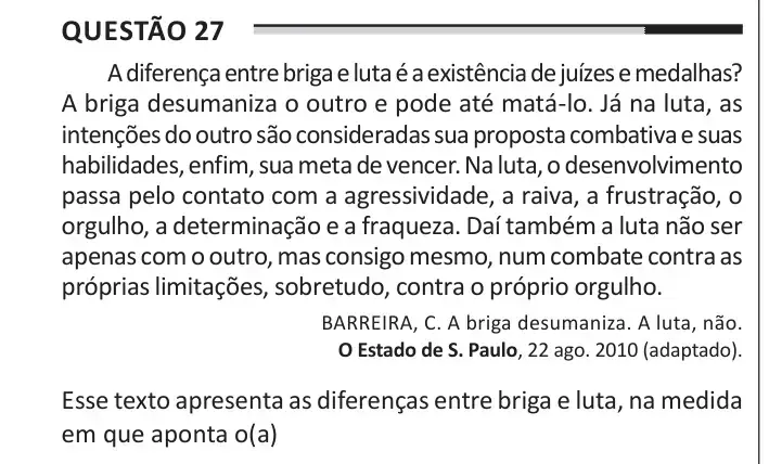 Enunciado da questão 27 do ENEM 2025 Dia 1