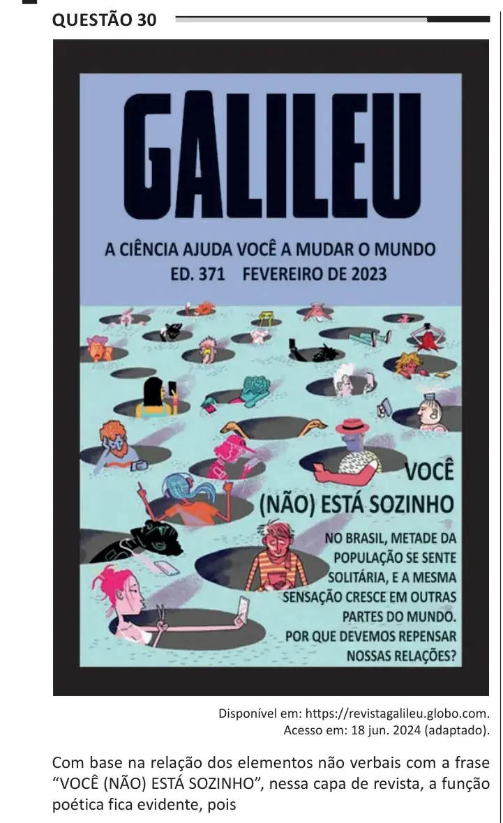 Enunciado da questão 30 do ENEM 2025 Dia 1
