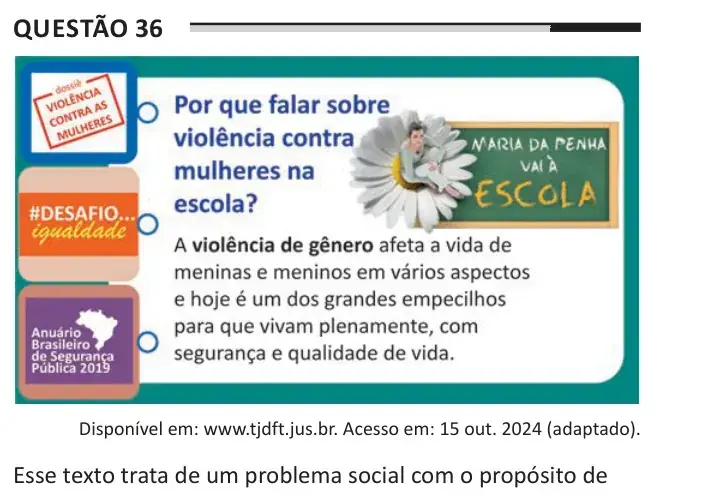 Enunciado da questão 36 do ENEM 2025 Dia 1