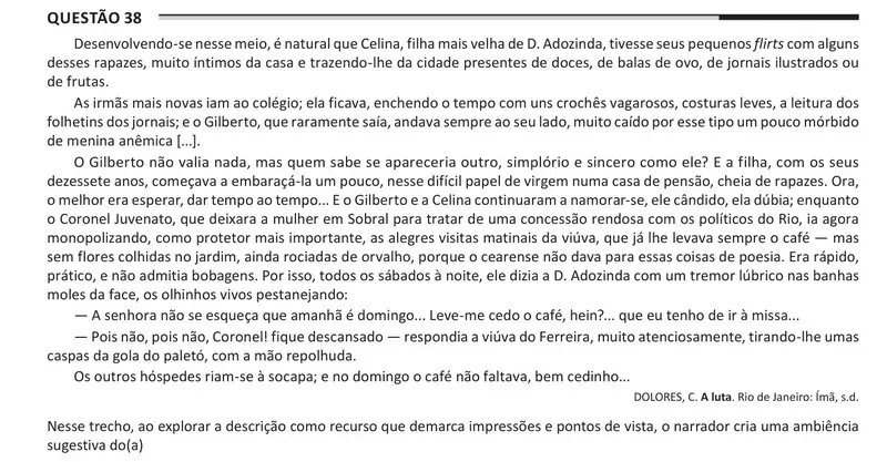 Enunciado da questão 38 do ENEM 2025 Dia 1