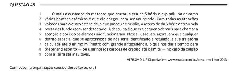 Enunciado da questão 45 do ENEM 2025 Dia 1