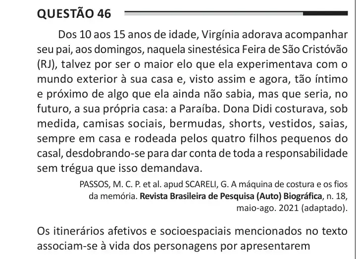 Enunciado da questão 46 do ENEM 2025 Dia 1