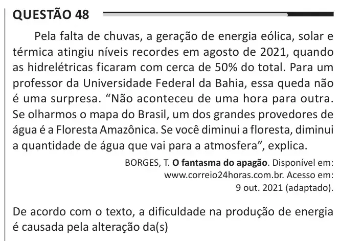 Enunciado da questão 48 do ENEM 2025 Dia 1