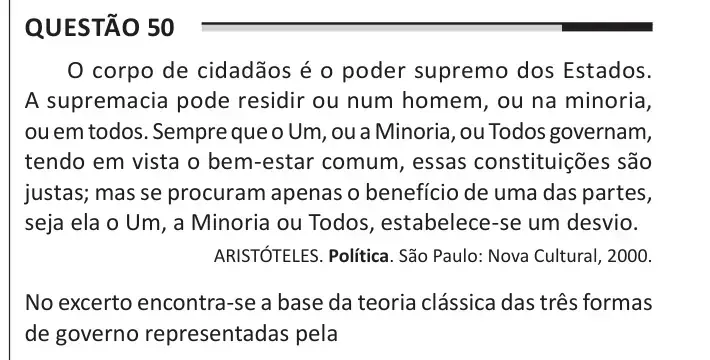 Enunciado da questão 50 do ENEM 2025 Dia 1