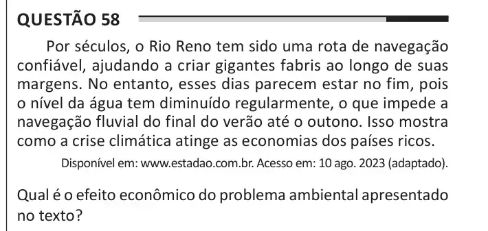 Enunciado da questão 58 do ENEM 2025 Dia 1