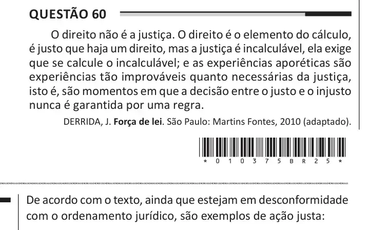 Enunciado da questão 60 do ENEM 2025 Dia 1