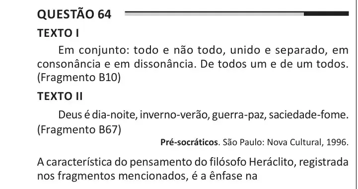 Enunciado da questão 64 do ENEM 2025 Dia 1