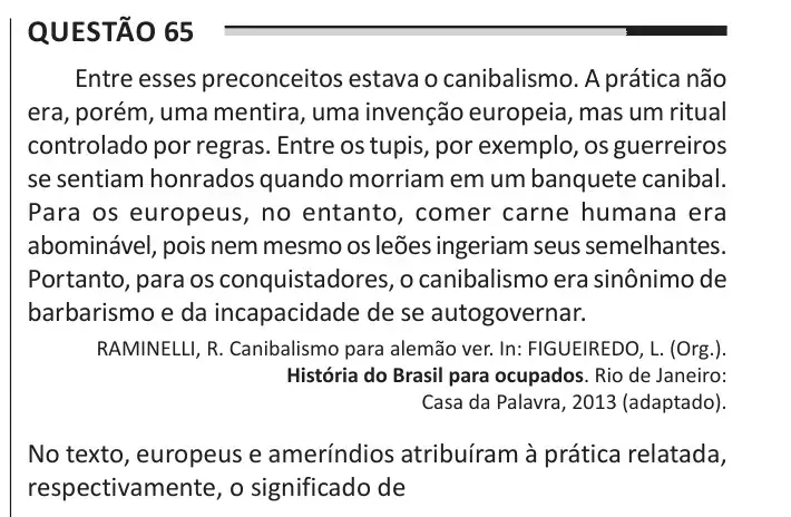 Enunciado da questão 65 do ENEM 2025 Dia 1