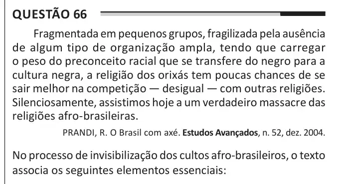 Enunciado da questão 66 do ENEM 2025 Dia 1