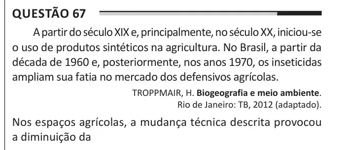 Enunciado da questão 67 do ENEM 2025 Dia 1
