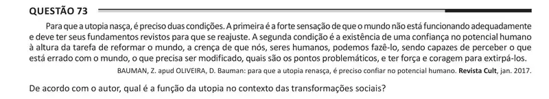 Enunciado da questão 73 do ENEM 2025 Dia 1