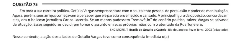 Enunciado da questão 75 do ENEM 2025 Dia 1