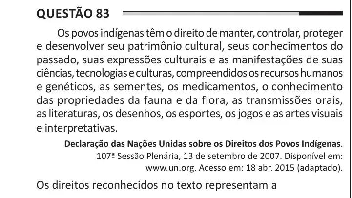 Enunciado da questão 83 do ENEM 2025 Dia 1