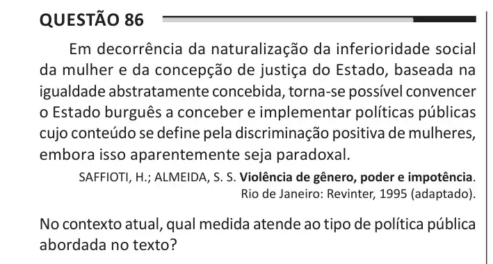 Enunciado da questão 86 do ENEM 2025 Dia 1