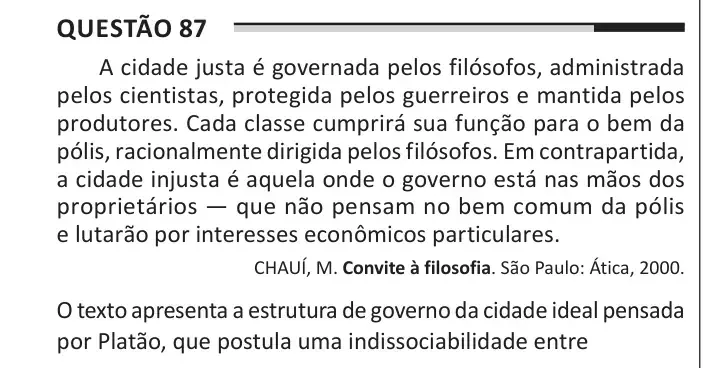 Enunciado da questão 87 do ENEM 2025 Dia 1