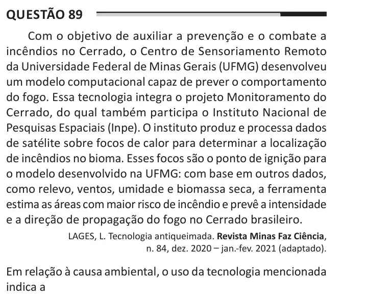 Enunciado da questão 89 do ENEM 2025 Dia 1