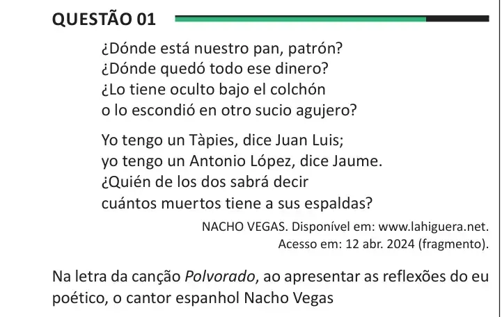 Enunciado da questão 1 do ENEM 2025