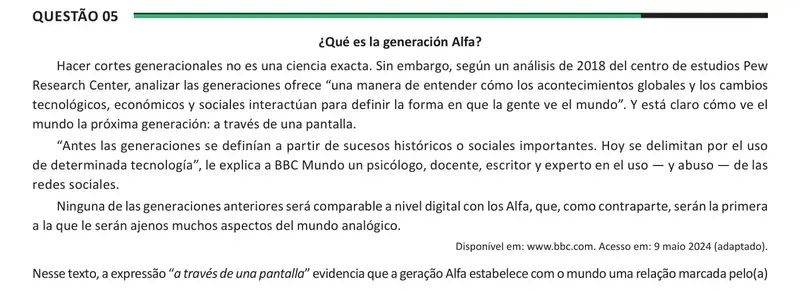 Enunciado da questão 5 do ENEM 2025