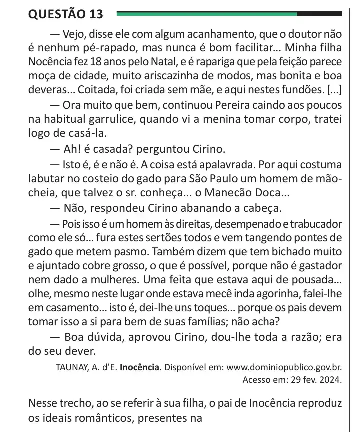 Enunciado da questão 13 do ENEM 2025 Dia 1