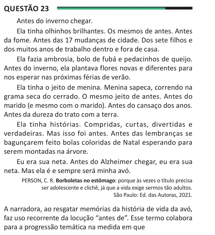 Enunciado da questão 23 do ENEM 2025 Dia 1