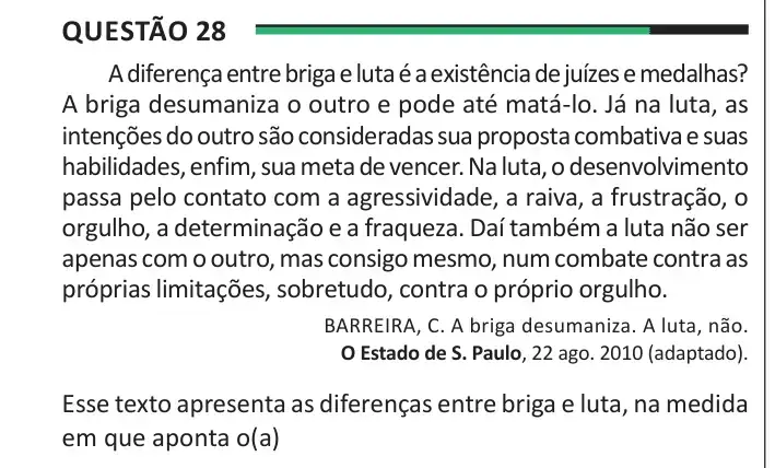 Enunciado da questão 28 do ENEM 2025 Dia 1