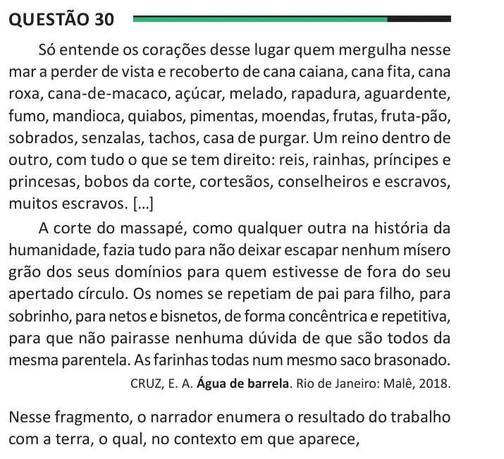 Enunciado da questão 30 do ENEM 2025 Dia 1