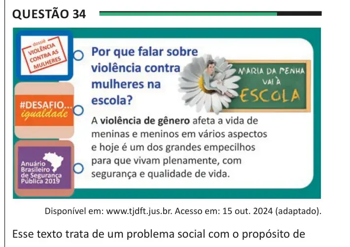 Enunciado da questão 34 do ENEM 2025 Dia 1