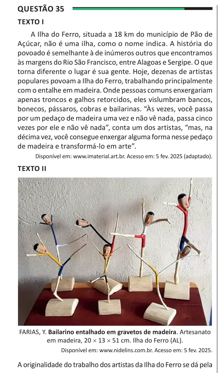 Enunciado da questão 35 do ENEM 2025 Dia 1