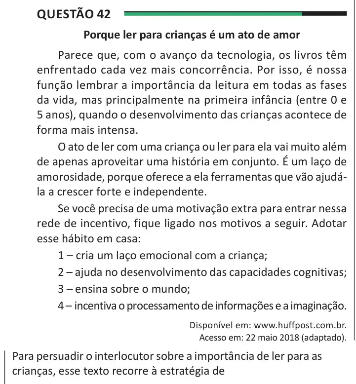 Enunciado da questão 42 do ENEM 2025 Dia 1