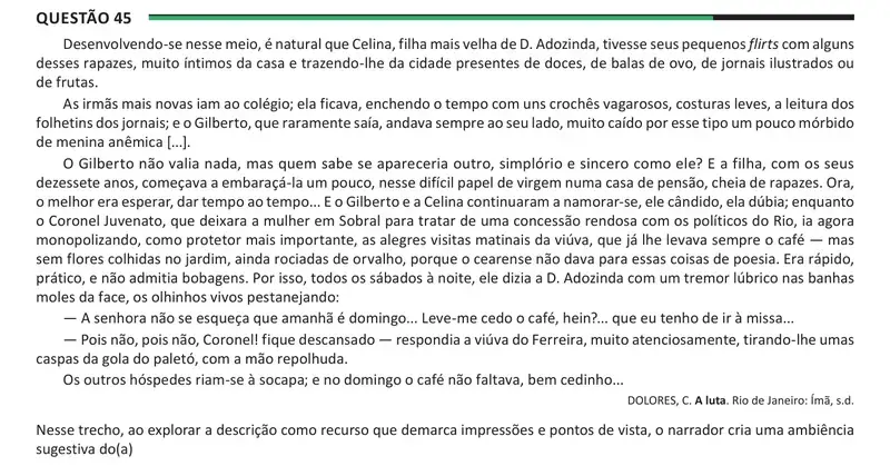 Enunciado da questão 45 do ENEM 2025 Dia 1