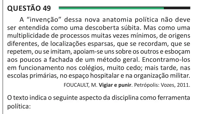 Enunciado da questão 49 do ENEM 2025 Dia 1