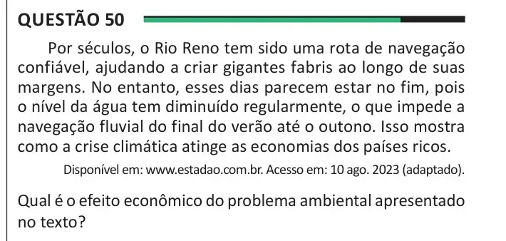 Enunciado da questão 50 do ENEM 2025 Dia 1