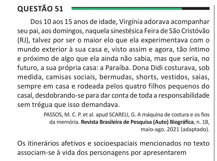 Enunciado da questão 51 do ENEM 2025 Dia 1