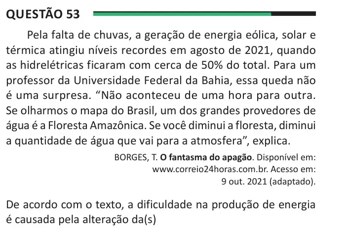 Enunciado da questão 53 do ENEM 2025 Dia 1