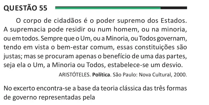 Enunciado da questão 55 do ENEM 2025 Dia 1