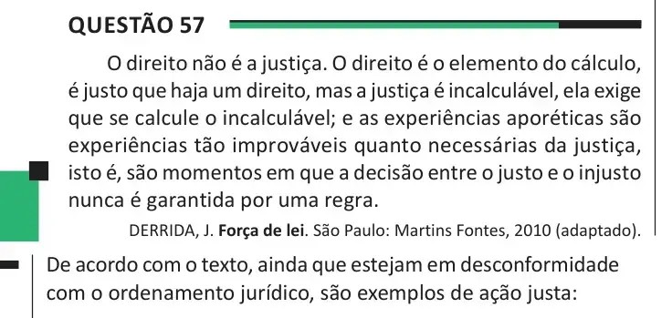 Enunciado da questão 57 do ENEM 2025 Dia 1