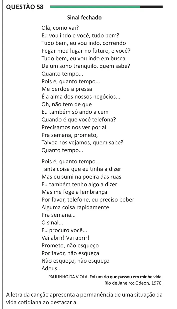 Enunciado da questão 58 do ENEM 2025 Dia 1