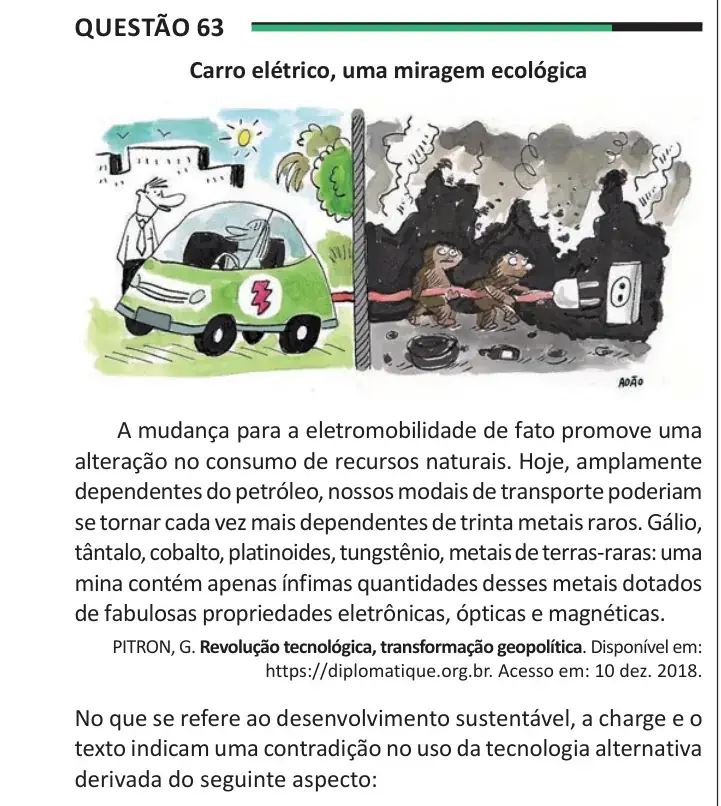 Enunciado da questão 63 do ENEM 2025 Dia 1