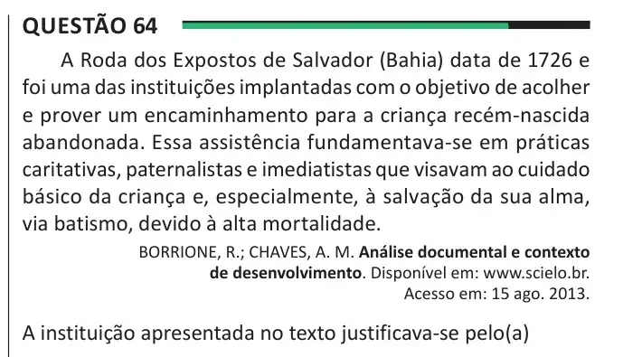 Enunciado da questão 64 do ENEM 2025 Dia 1