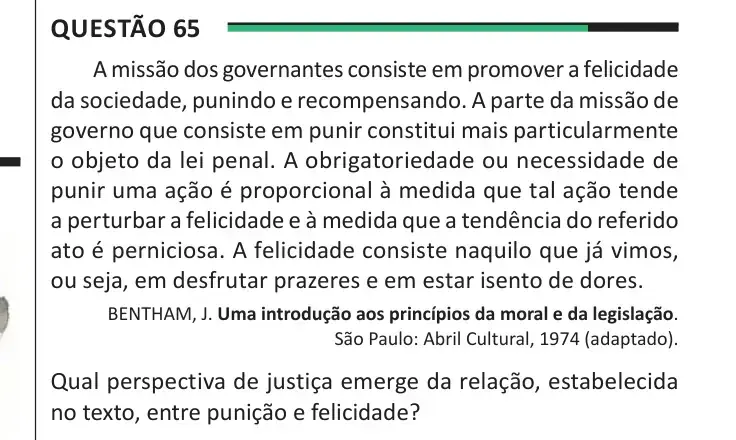 Enunciado da questão 65 do ENEM 2025 Dia 1