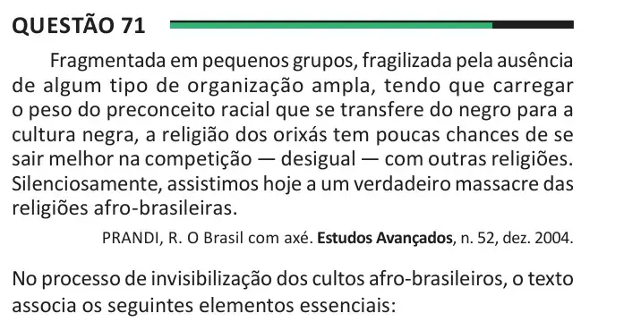 Enunciado da questão 71 do ENEM 2025 Dia 1