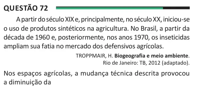 Enunciado da questão 72 do ENEM 2025 Dia 1
