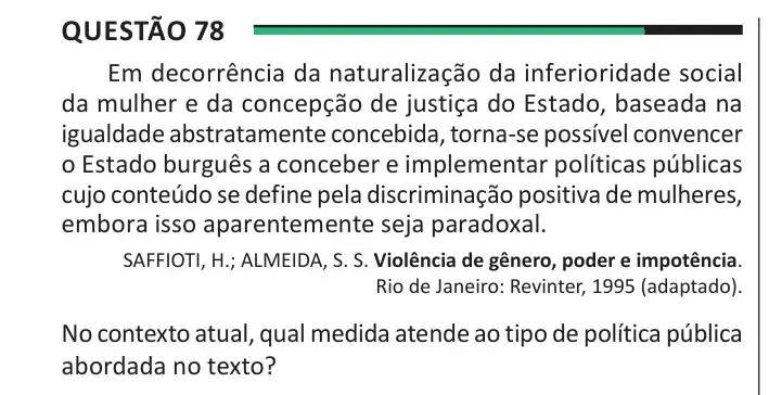 Enunciado da questão 78 do ENEM 2025 Dia 1