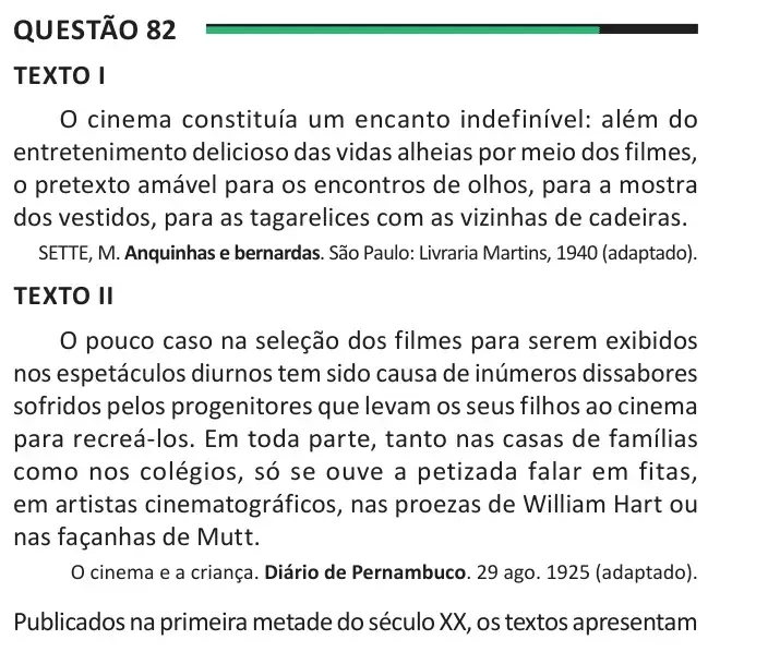 Enunciado da questão 82 do ENEM 2025 Dia 1
